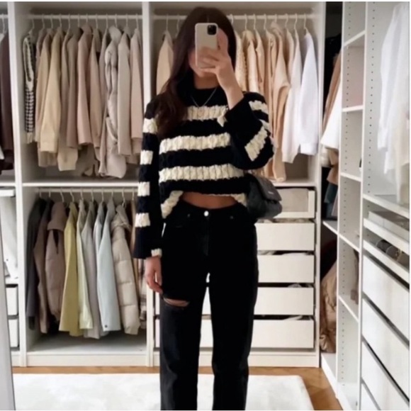 Zara Striped Cable Knit Sweater Fit loose - Picture 6 of 12